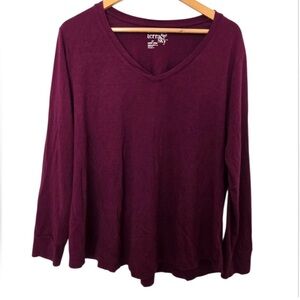 Terra & Sky Women's Candy Apple Rich Burgundy Long Sleeve Top 1X